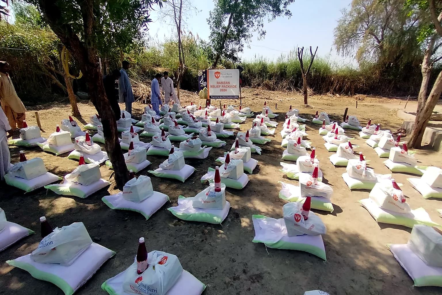 Outdoor relief packages arranged for distribution