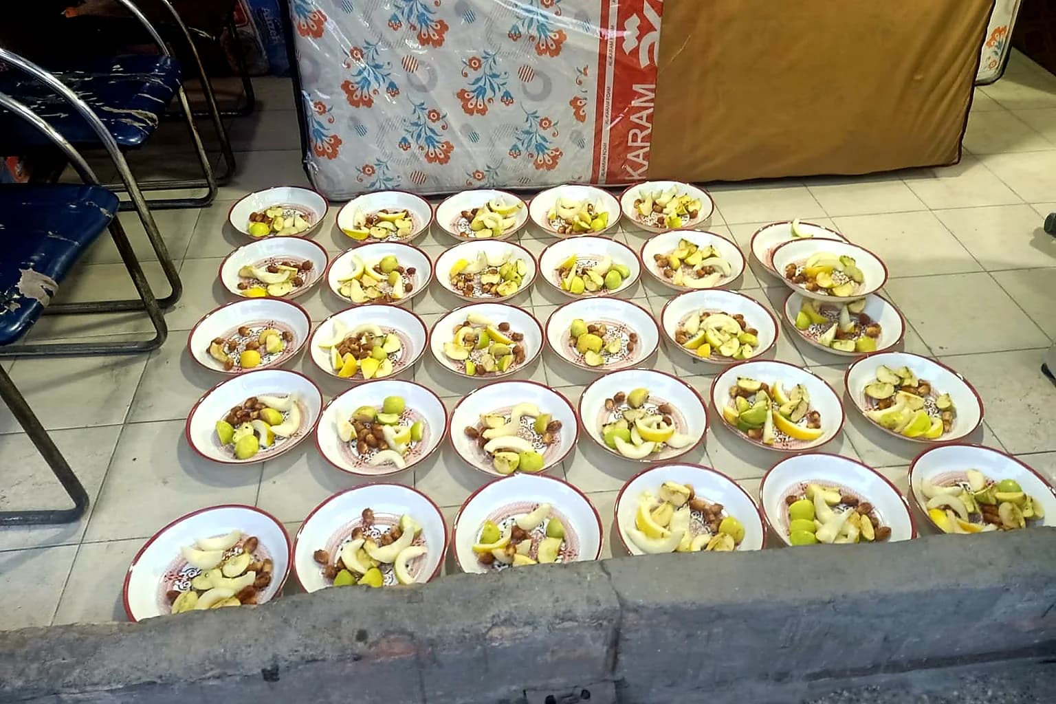 Prepared meal plates arranged for foundation food support