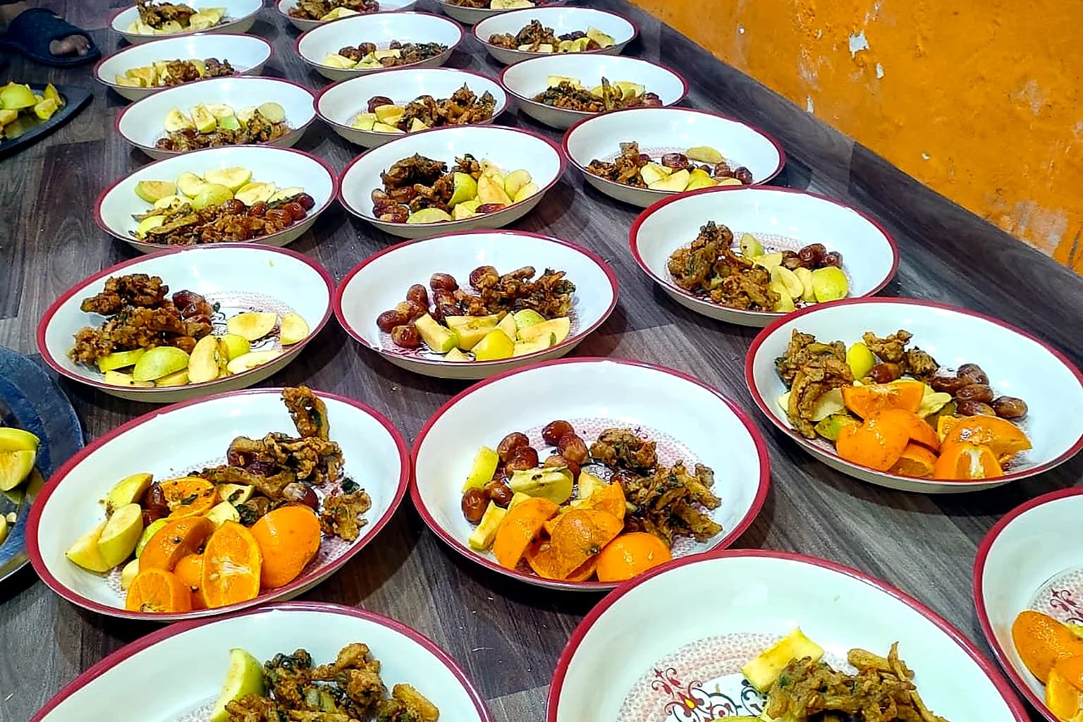 Nutritious iftar meals prepared in serving bowls