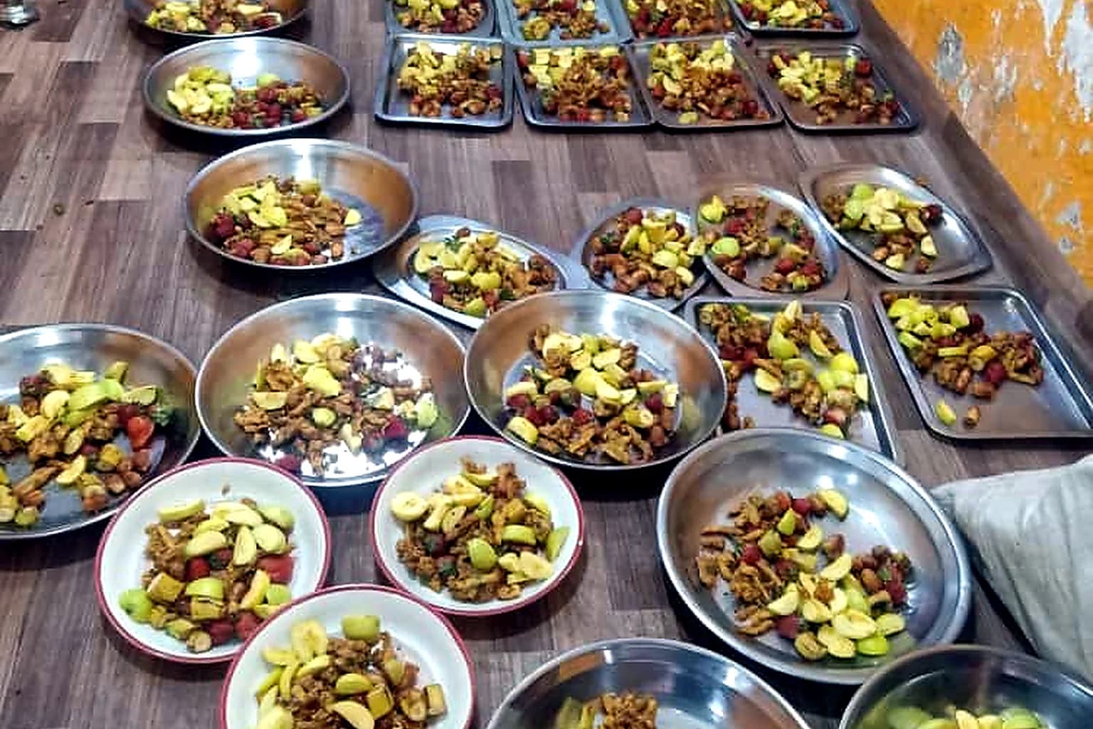 Fresh meal trays prepared for distribution by the foundation