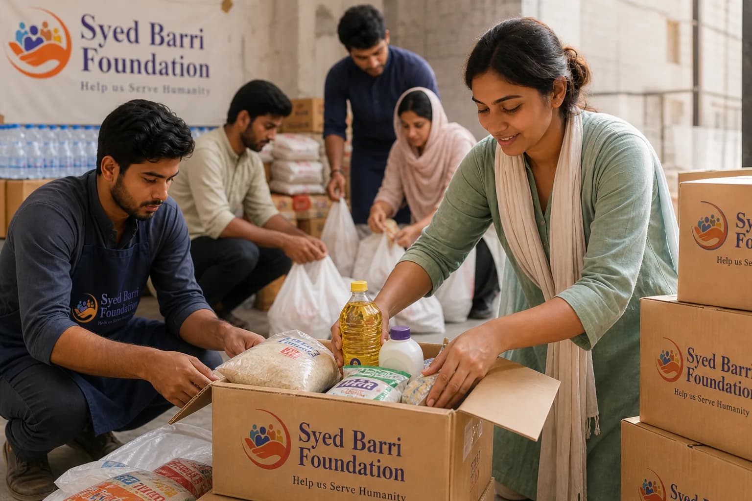 Care packages and boxes naturally branded with Syed Barri Foundation